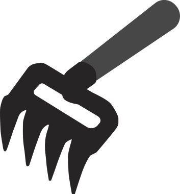 Üç kıvrımlı dişli ve sapı sağlam bir bahçe ekicisi..