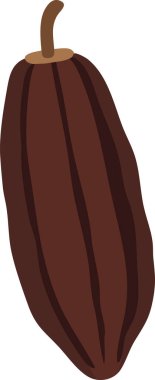 Profilinde kısa saplı kahverengi bir kakao kapsülü..