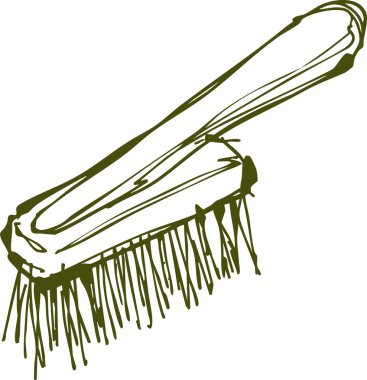 Topraksı yeşil çizgilerle çizilmiş açı saplı sert bir temizlik fırçası..