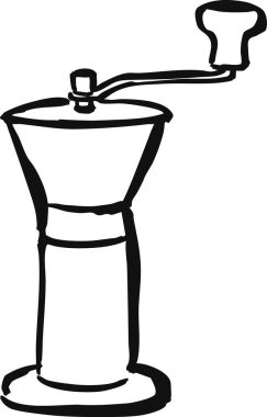 Yan kolu ve koleksiyonu olan antika bir el yapımı kahve öğütücüsü..