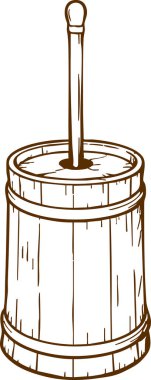 Geleneksel ahşap tereyağı çalkalama kolu dikey..