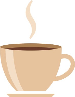 Sıcak kahveyle dolu bej bir seramik fincan. Ucundan hafif buhar yükseliyor..