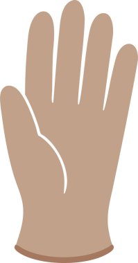 Nötr renkli tek bir koruyucu iş eldiveni, parmakları açık ve dik görünüyor..