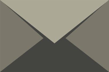 Önden üçgen kapaklı ve soluk gri renkli kapalı bir zarf..