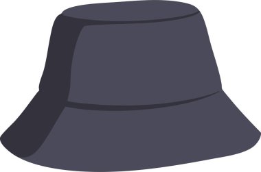 Yumuşak taç ve aşağı doğru kenarlı, temiz bir grafik olarak yaratılmış, kömür grisi bir kova şapka..
