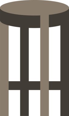 Ön taraftaki tarafsız tonlarda gösterilen uzun silindirik ahşap bir tabure..