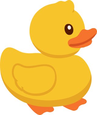 Turuncu gagalı, sevimli bir oyuncak gibi sağa bakan neşeli sarı plastik bir ördek..