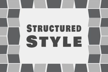 Gri mozaik bir kenar, Yapılandırılmış Biçim kelimelerini içeren yumuşak beyaz bir merkezi kapsar.