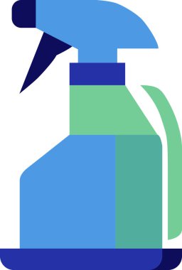 Tetikleyici başlıklı renkli bir sprey şişesi. Önü mavi ve mor renkte..