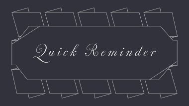 Köşeler gibi üst üste binen biletle koyu bir çivit etiket ve betik içinde Hızlı Hatırlatma.