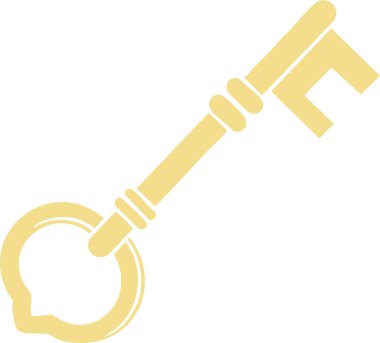 Süslü yay ve beyaz arkaplanda uzun bir şaft tasvir edilmiş soluk altın bir maymuncuk..