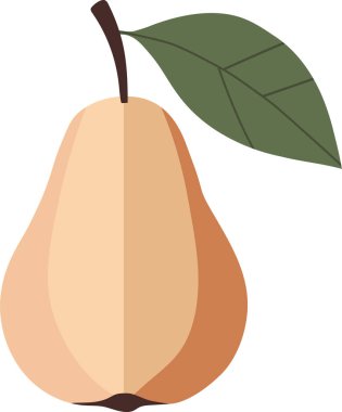 Uzun saplı, olgun sarı bir armut ve yumuşak eğimli yeşil bir yaprak..