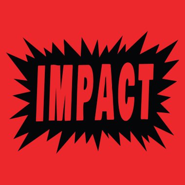 Katı kırmızı arkaplan merkezli siyah dikenli yıldız patlaması şekli kalın bir etiket alanı oluşturur.