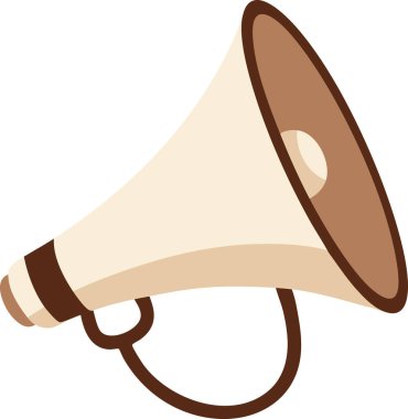 Duyurular ve uyarılar için kullanılan geniş konili bir megafonun düz çizimi