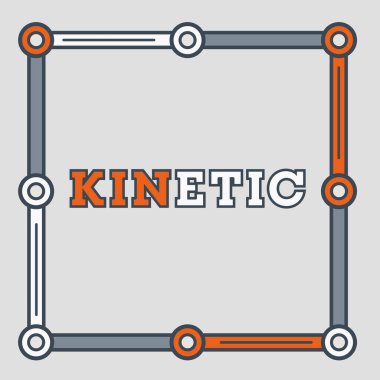 Kare rozet köşeli parantez ve konektör daireleri ile kalın kinetik sözcüğünü çerçeve