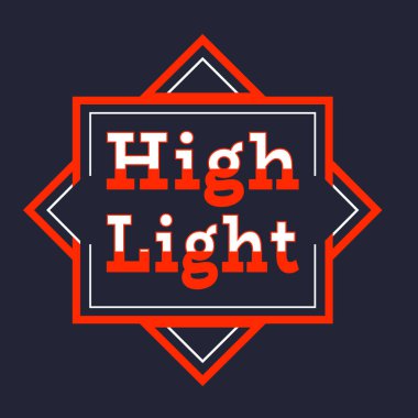 Koyu arkaplanda parlak kırmızı ve beyaz renkli yüksek ışıklı metin içeren elmas çerçeveli rozet.