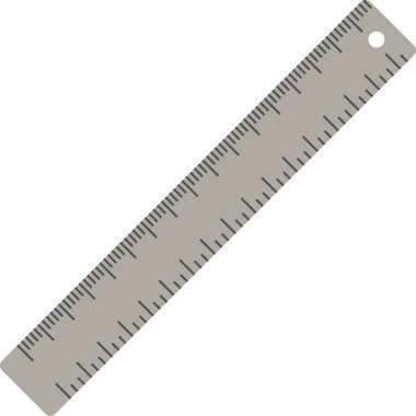 Basit bir düz stil ile ölçüm işaretleri olan uzun gri cetvel