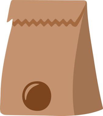 Katlanmış üst kenarı ve dairesel damgası olan basit kahverengi bir kese kağıdı.