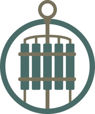 Yuvarlak bir çerçeve, rüzgarlı sesler için üst bir halka altında asılı birkaç dikey boru çanı tutar