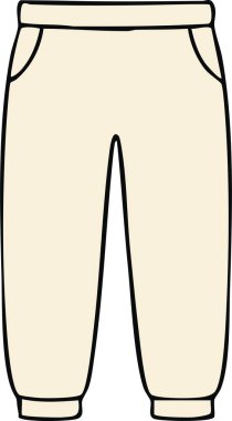 Konforlu beyaz pantolon, toplanmış bel bandı ve sıcak tutmak için ince bacaklar..