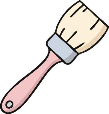 Yuvarlak ahşap kabzalı bir mutfak fırçası ve tereyağlı yumurta yıkama ve cilalama için geniş kıllı kafa.