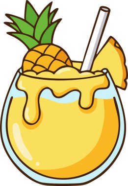 Ananas parçaları ve kalın damlalarla süslenmiş soğuk bir karışım.