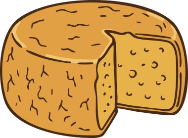 Küçük gözlü bir altın peynir, iç dokuyu ortaya çıkarmak için çıkarılmış üçgen bir dilim gösterir.