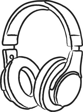 Büyük bir çift stüdyo tarzı kulaklık, dinleme ve izleme için 3 boyutlu olarak gösterilmiştir.