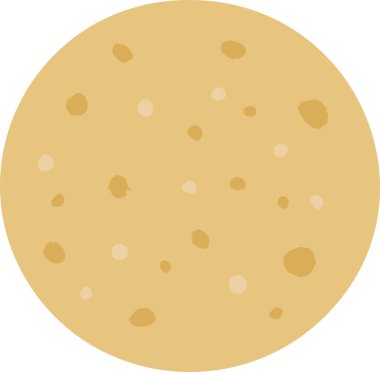 Basit bir dairesel düz ekmek, pide ya da tortilla stilini temsil eden kızarmış noktaları ve yumuşak kenarları gösterir.