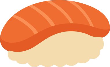 Hafif bir dilim portakal somonu oval bir pirinç tepeciğinin üzerinde duruyor.