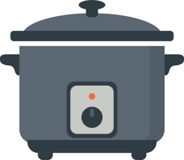 Sıcak yemek pişirmek için kapağı ve ön kontrol göstergesine sahip bir tezgah yavaş pişirici