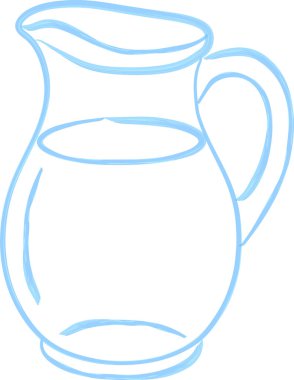 Kavisli saplı zarif bir cam sürahi şeffaflığı işaret eden temiz çizgiler çizer.