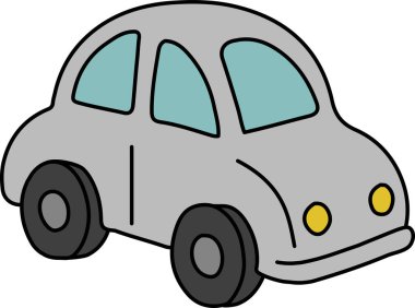 Basit camları ve tamponları olan yumuşak kenarlı gri bir hatchback, dost canlısı bir kasaba arabası olarak resmedilir.