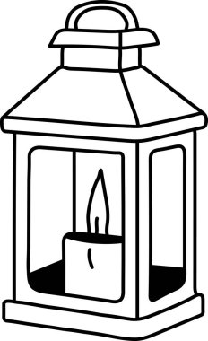 Cam panelli bir fener içinde parlayan küçük bir mum içerir.