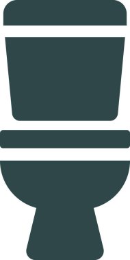 Tankı ve kasesi düz renklerle tasvir edilmiş bir tuvaletin basitleştirilmiş ön görüntüsü