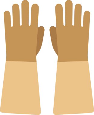 Bahçe işleri ya da atölye işleri için tasarlanmış uzun kelepçeli bir çift kahverengi güvenlik eldiveni.