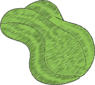 İkili şişkinlik profili ve yumuşak hatları olan büyük yeşil bir tırmanış tutuşu..