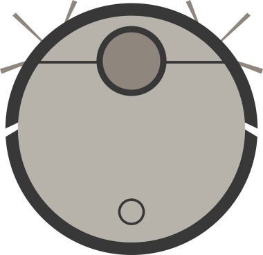 Merkezi sensör çemberi olan yuvarlak bir robot elektrik süpürgesinin üst görünümü