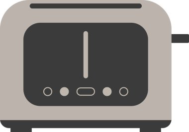 Ön panelde kontrol düğmeleri olan iki slot tost makinesinin düz çizimi