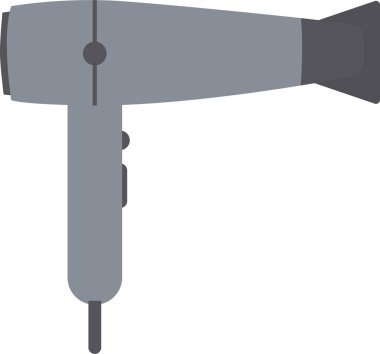 Dar bir başlığı ve sapı olan gri bir saç kurutma makinesinin düz çizimi