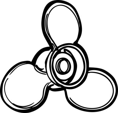 Merkezi bir konumu olan üç ayaklı hareketli bir fırıldak çizim stili çizimi