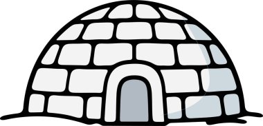 Blok desenli ve küçük girişi olan siyah çizgili bir iglo.