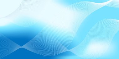 Parlak çizgi dalgalarıyla soyut mavi eğimli arkaplan. Pankart, poster, kapak, broşür, broşür, web sitesi için minimalist arkaplan
