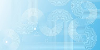 Geometrik Uyum: Açık Mavi Gradyan Üzerinde Beyaz Çizgiler ve Şekiller