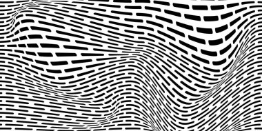 Soyut Siyah ve Beyaz Optik İllüzyon: Dalgalı Çizgiler ve Şekiller