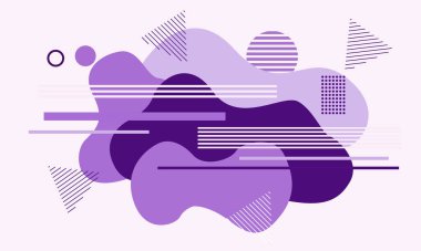 Mor şekiller ve geometrik desenler içeren modern bir soyut tasarım, arka plan ve yaratıcı projeler için mükemmel..
