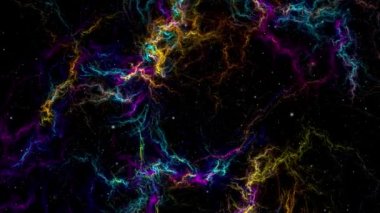 Yıldız alanı arkaplan pankartı. Gece girdabı parlıyor gökyüzü.