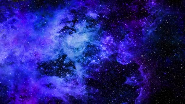 Flyg genom rymden, Starry yttre rymden bakgrund — Stockvideo