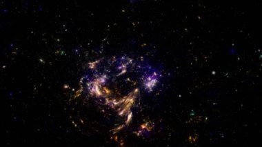 Yıldızların arka planı. Uzayda Uçmak