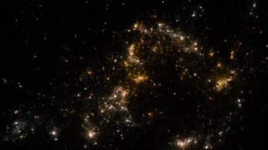 Yıldızların arka planı. Uzayda Uçmak. 